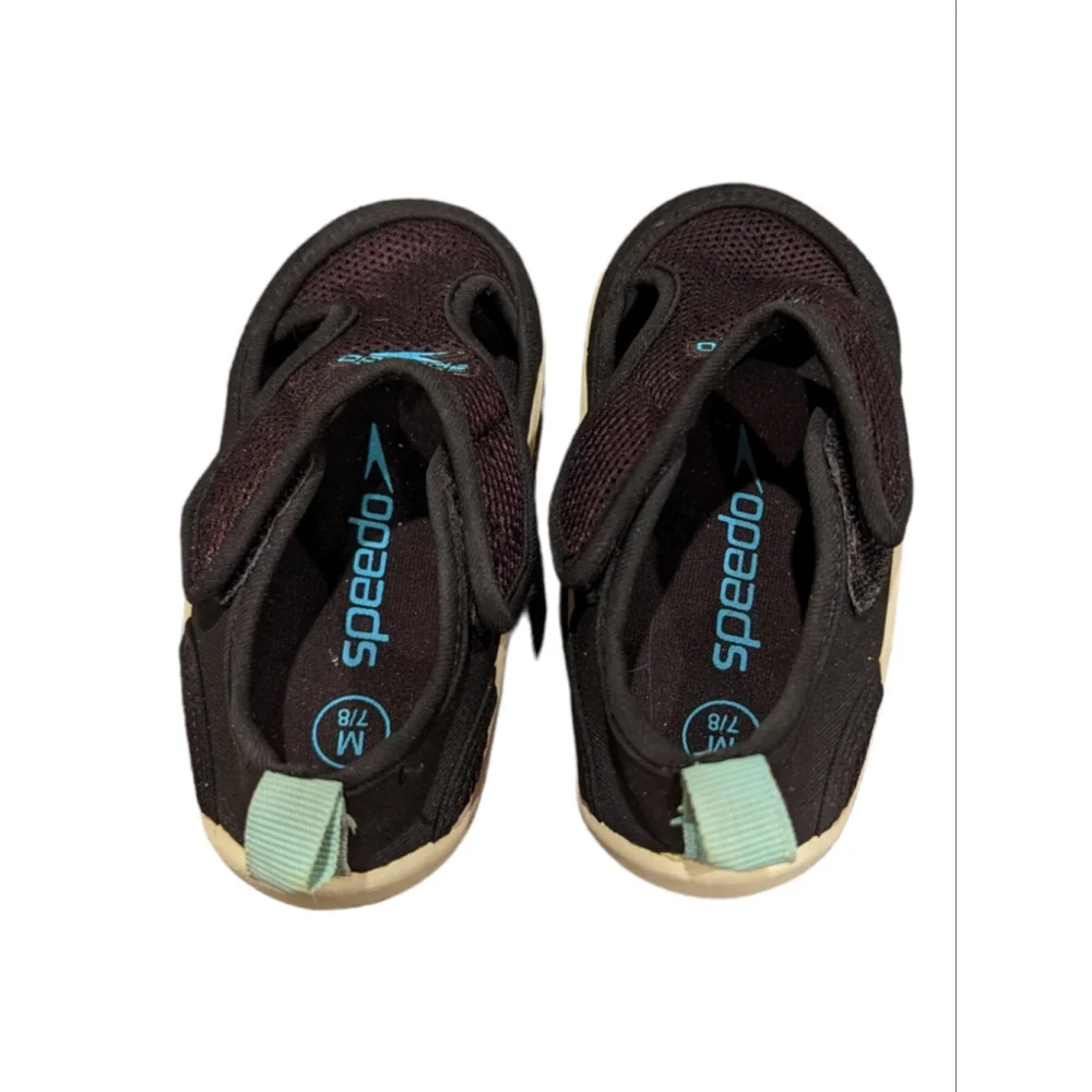 Speedo Swim Shoes Boys Med 7/8 Hybrid Black/Blue Water Shoes